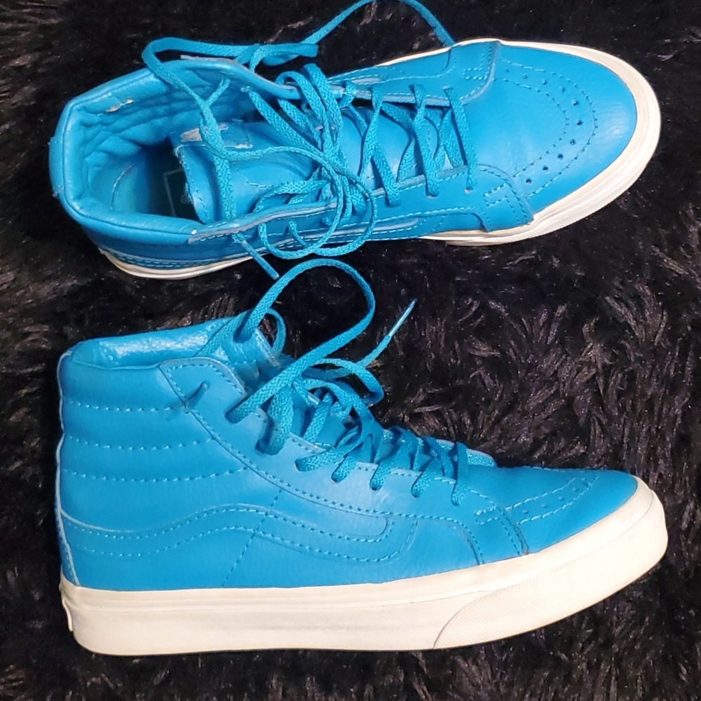 Blue leather vans